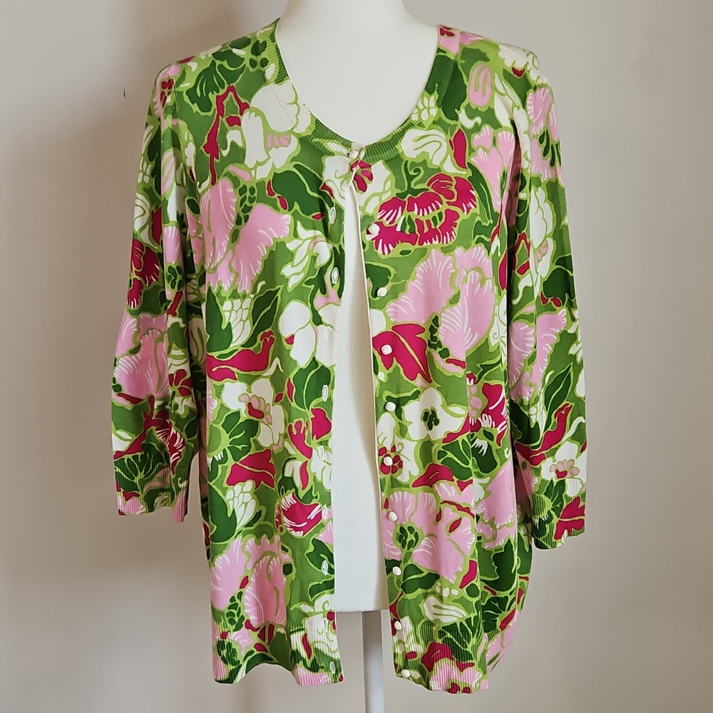 Talbots 2XP NWT Artsy Floral  Cardigan Forest Fairy Cottage Layering Colorful